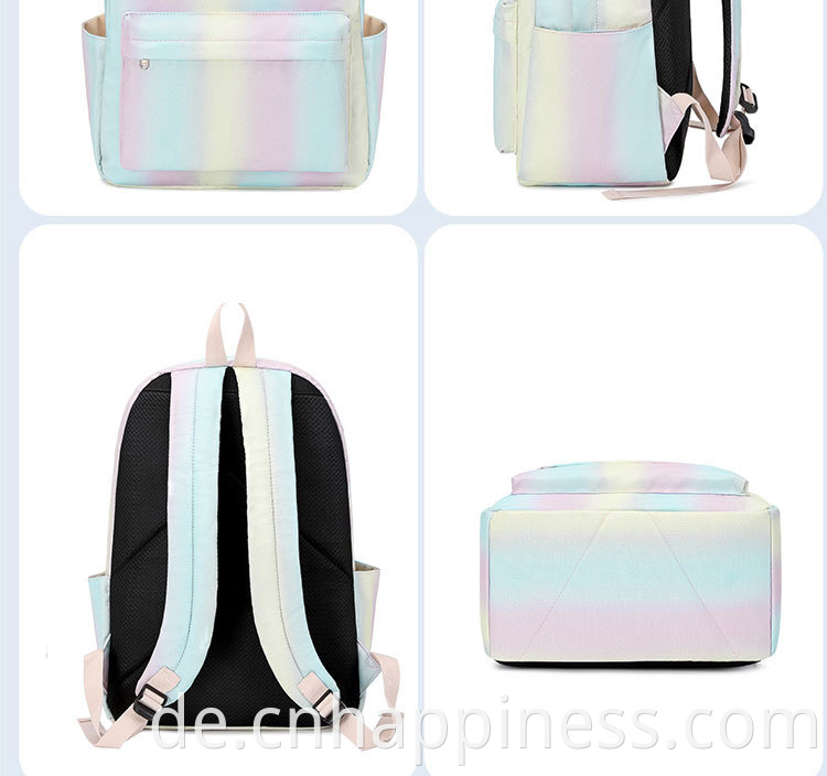 Großhandel Travel Fashion lustige Schulbags Set mit Laptop -Rucksäcken isolierter Picknicktasche Bleistift Hülle Regenbogen -Rucksack für Mädchen